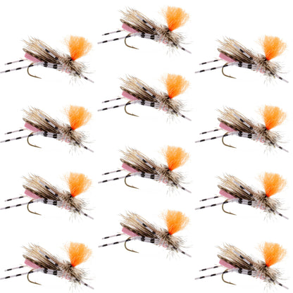 Feth Hopper Pink - Foam Grasshopper Fly Pattern - 12 Flies Hook Size 10