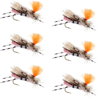 Feth Hopper Pink - Foam Grasshopper Fly Pattern - 6 Flies Hook Size 10