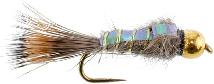 Barbless Bead Head Flash Back Gold Ribbed Hare's Ear Nymph 6 Flies Hook Size 12