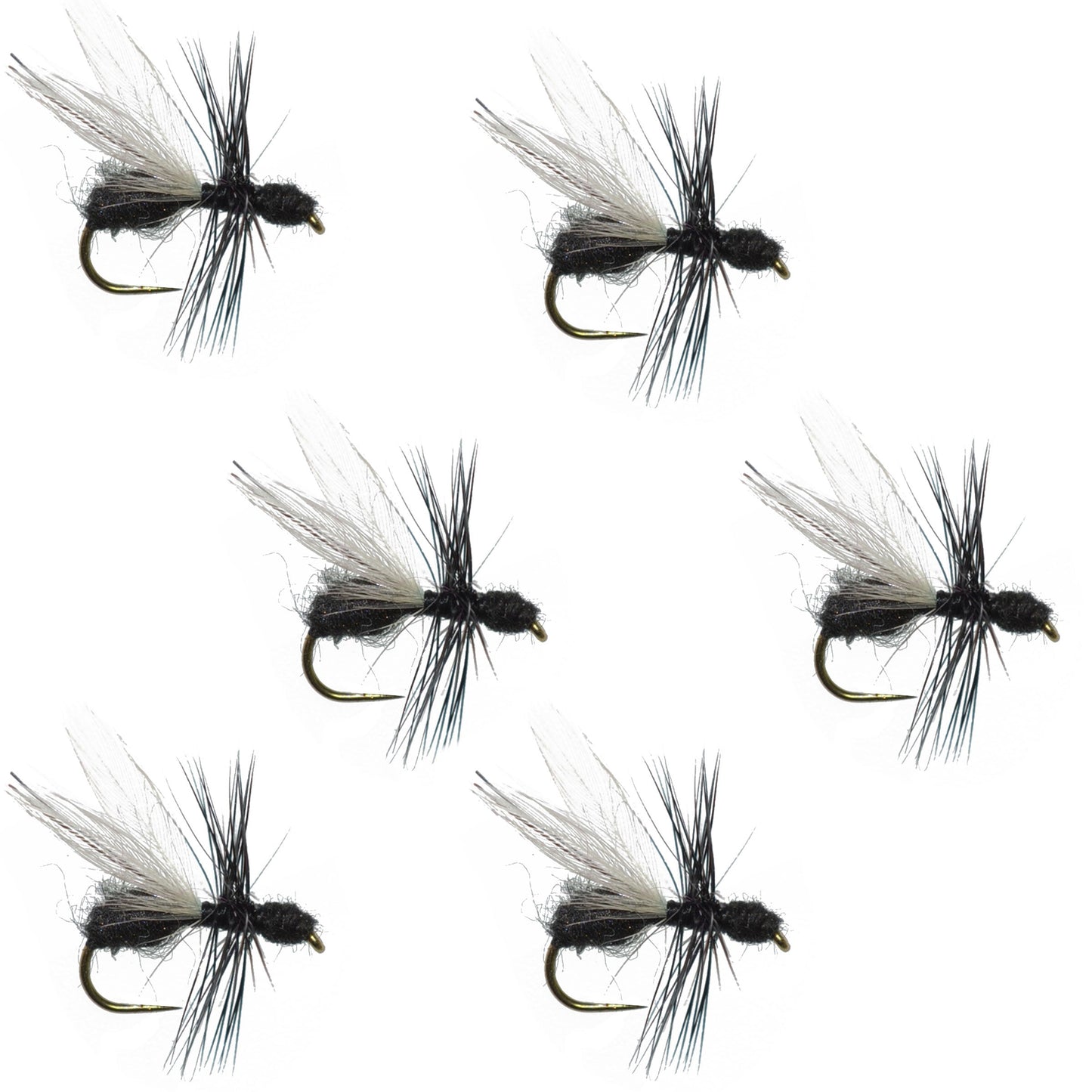 Barbless Black Fur Flying Ant Terrestrial Trout Dry Fly - 6 Flies Hook Size 14