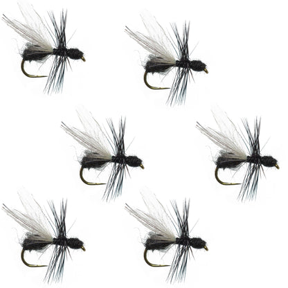 Barbless Black Fur Flying Ant Terrestrial Trout Dry Fly - 6 Flies Hook Size 14