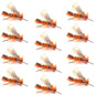 Orange Godzilla Hopper - Foam Grasshopper or Adult Salmonfly Fly Pattern - 1 Dozen Flies Hook Size 10