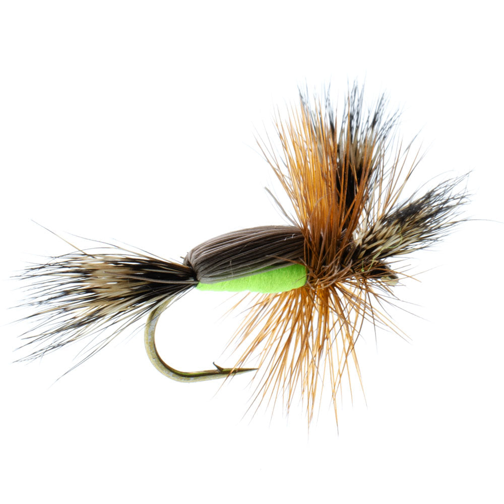 Chartreuse Humpy Classic Hair Wing Dry Fly - 6 Flies Hook Size 10