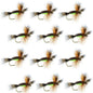 Barbless Chartreuse Humpy Hair Wing Dry Fly - 1 Dozen Flies Size 10