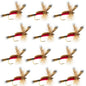 Red Humpy Classic Hair Wing Dry Fly - 1 Dozen Flies Hook Size 12