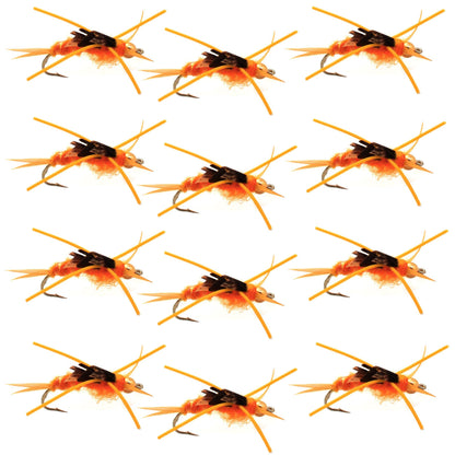 Gold Bead Kaufmann's Golden Stone Fly Nymph Rubber Legs - 1 Dozen Flies Hook Size 8