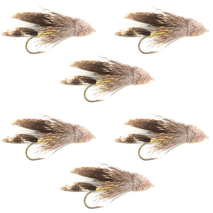 Muddler Minnow Streamer Fly - 6 Flies Size 6