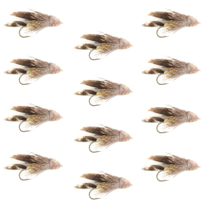 Muddler Minnow Streamer Fishing Fly - 12 Flies Hook Size 4
