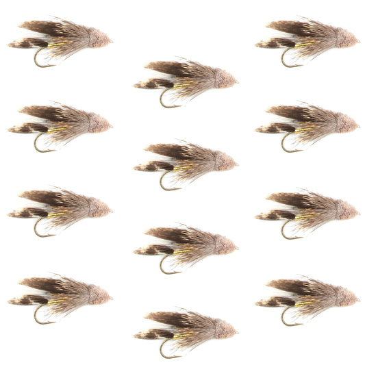 Muddler Minnow Streamer Fishing Fly - 12 Flies Hook Size 4
