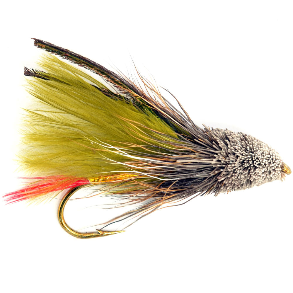 Olive Marabou Muddler Minnow Streamer Fly - 4 Flies - Size 8