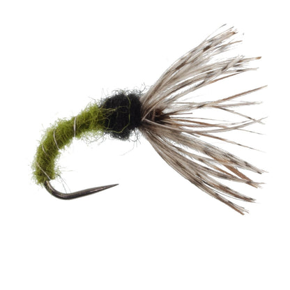 3 Pack Olive Zebra Sakasa Kebari - Tenkara Flies - Size 16