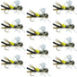 Parachute Chernobyl Ant Black Tan Foam Body Grasshopper Fly 1 Dozen Flies Hook Size 10