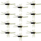 Barbless Pat's Rubber Legs Tungsten Bead Jigged Black Euro Nymph  - Set of 12 Flies Hook Size 10