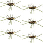 Barbless Pat's Rubber Legs Tungsten Bead Jigged  Coffee/Black Euro Nymph  - Set of 6 Flies Hook Size 10