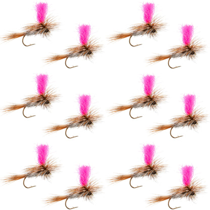 Adams Hi-Viz Parachute Classic Dry Fly - 12 Flies Hook Size 18