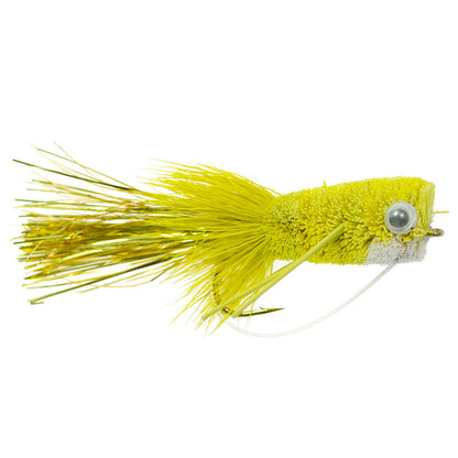 3 Pack Bass Popper Size 6 - Yellow Bass Bug With Weed Guard