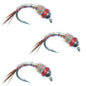 3 Pack Bead Head Rainbow Warrior Nymph Fly Fishing Flies Hook Size 16