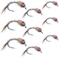 Bead Head Rainbow Warrior Midges -  3 Each of 3 Sizes 14, 16, 18