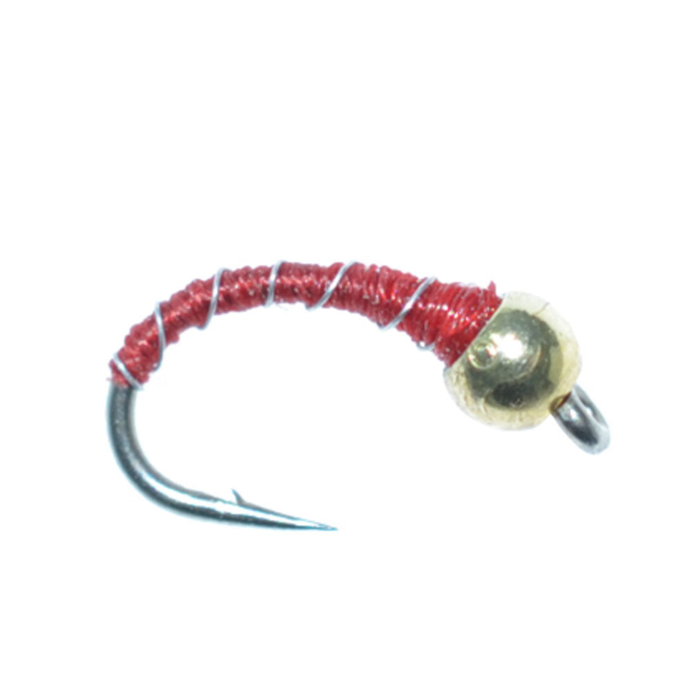 3 Pack Bead Head Red Zebra Midge Nymph Hook Size 18