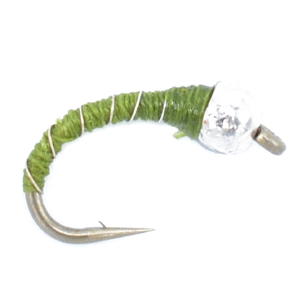 3 Pack Bead Head Olive Zebra Midge Still Water Nymph Hook Size 16
