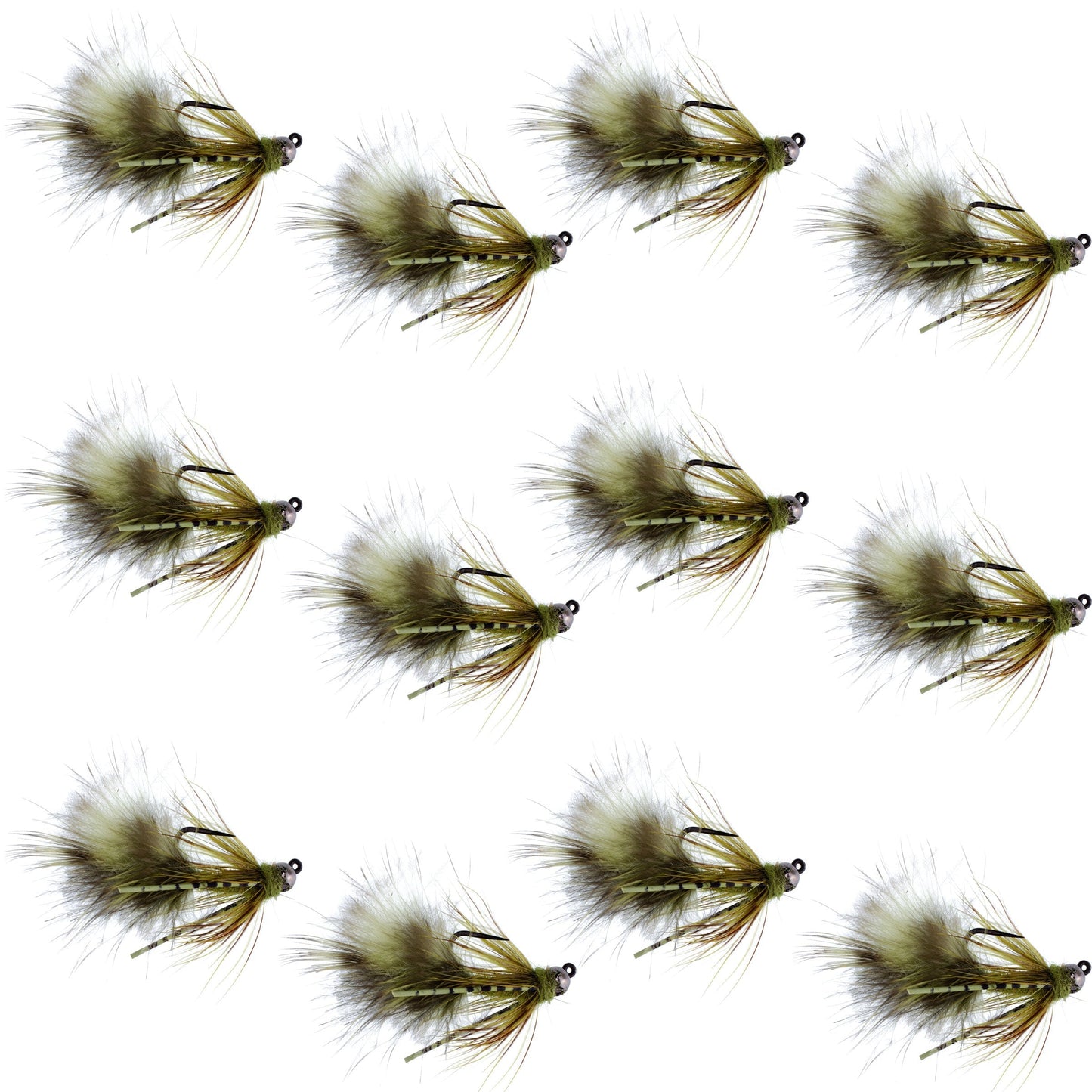 Tungsten Bead Tactical Mini Bugger Euro Nymph Fly - 12 Flies Size 8