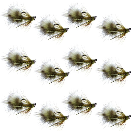 Tungsten Bead Tactical Mini Bugger Euro Nymph Fly - 12 Flies Size 8