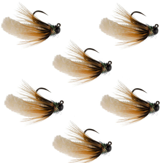 Tungsten Bead Cream Mop Fly Tactical Jig Euro Nymph  - 6 Flies Size 14