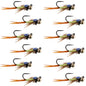 Tungsten Bead Tactical Jig Copper John Chartreuse Czech Nymph Euro Nymphing Fly - 1 Dozen Flies Size 12