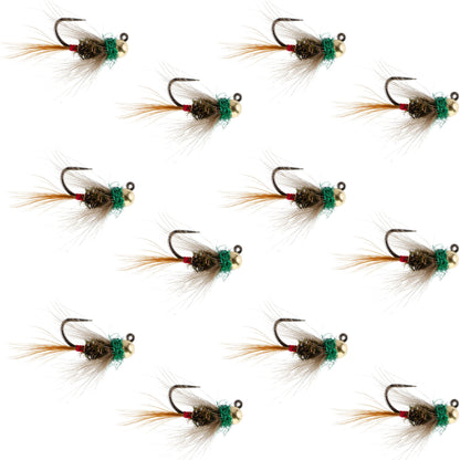 Tungsten Bead Tactical CDC Frenchie  Nymph Euro Fly - 12 Flies Size 12