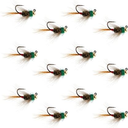 Tungsten Bead Tactical CDC Frenchie  Nymph Euro Fly - 12 Flies Size 14