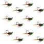 Tungsten Bead Tactical CDC Frenchie  Nymph Euro Fly - 12 Flies Size 14
