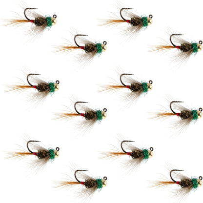 Tungsten Bead Tactical CDC Frenchie  Nymph Euro Fly - 12 Flies Size 16