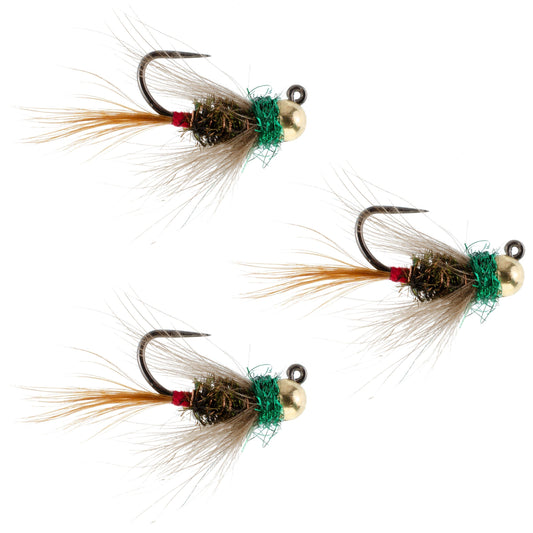 3 Pack Tungsten Tactical CDC Frenchie Euro Nymph Jig - Size 12