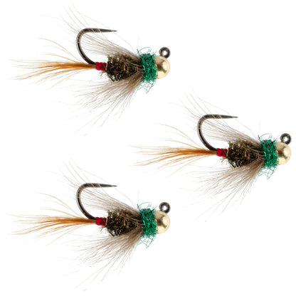 3 Pack Tungsten Tactical CDC Frenchie Euro Nymph Jig - Size 14