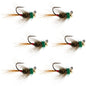 Tungsten Bead Tactical CDC Frenchie Czech Nymph Euro Jig - 6 Flies Size 14