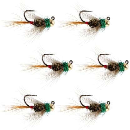 Tungsten Bead Tactical CDC Frenchie Czech Nymph Euro Jig - 6 Flies Size 16