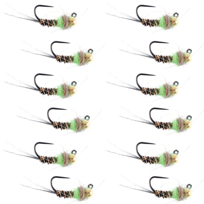 Tungsten Hot Spot Pheasant Tail Tactical Jig Euro Fly - 12 Flies Size 14