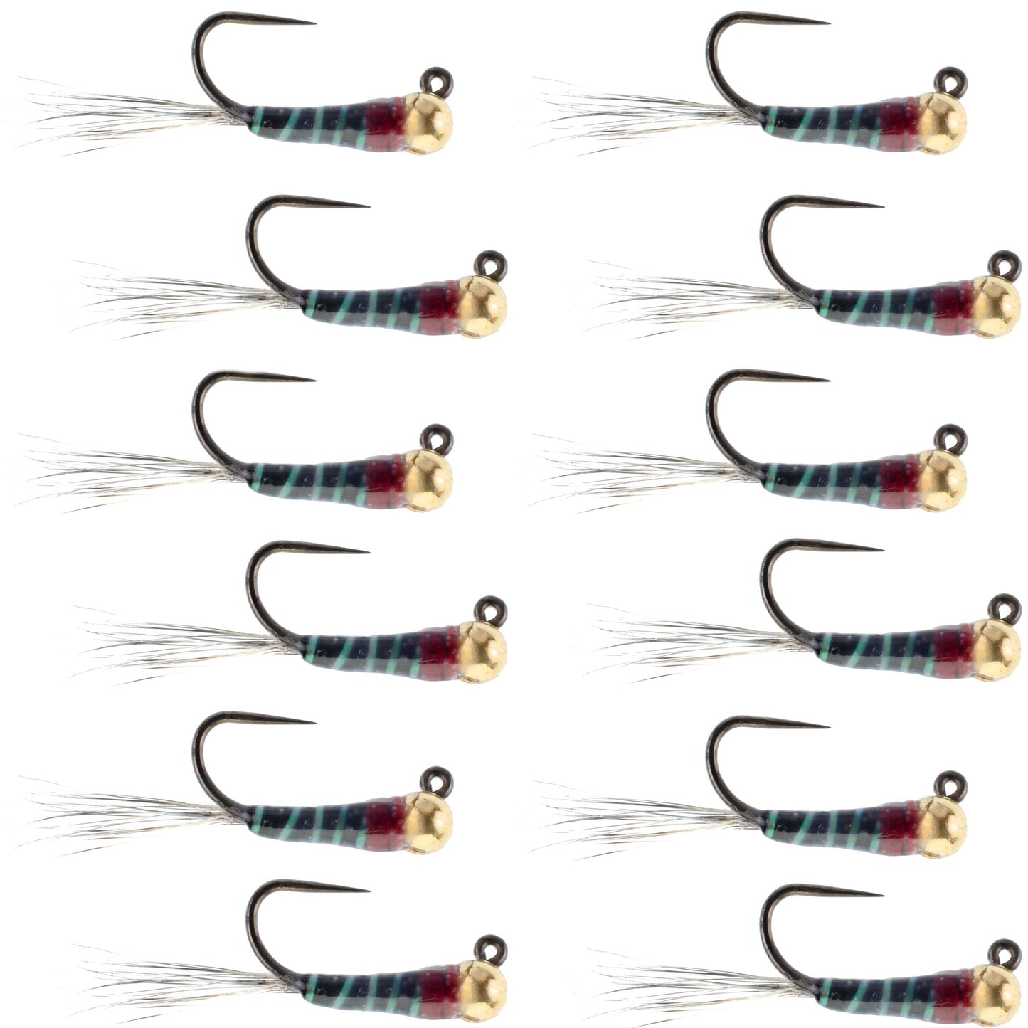 Tungsten Black Perdigon Tactical Jig Czech Euro Nymph - 12 Flies Size 18