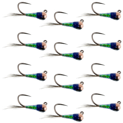 Tungsten Gasolina Perdigon Tactical Jig Euro Nymph 12 Flies Size 18