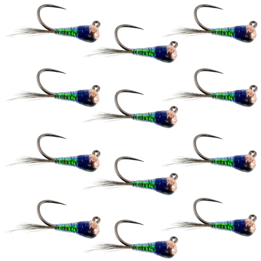 Tungsten Gasolina Perdigon Tactical Jig Euro Nymph 12 Flies Size 18
