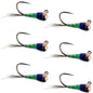 Tungsten Gasolina Perdigon Tactical Jig Euro Nymph Fly - 6 Flies Size 16