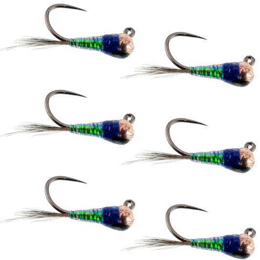 Tungsten Gasolina Perdigon Tactical Jig Euro Nymph Fly - 6 Flies Size 18