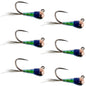 Tungsten Gasolina Perdigon Tactical Jig Euro Nymph Fly - 6 Flies Size 18