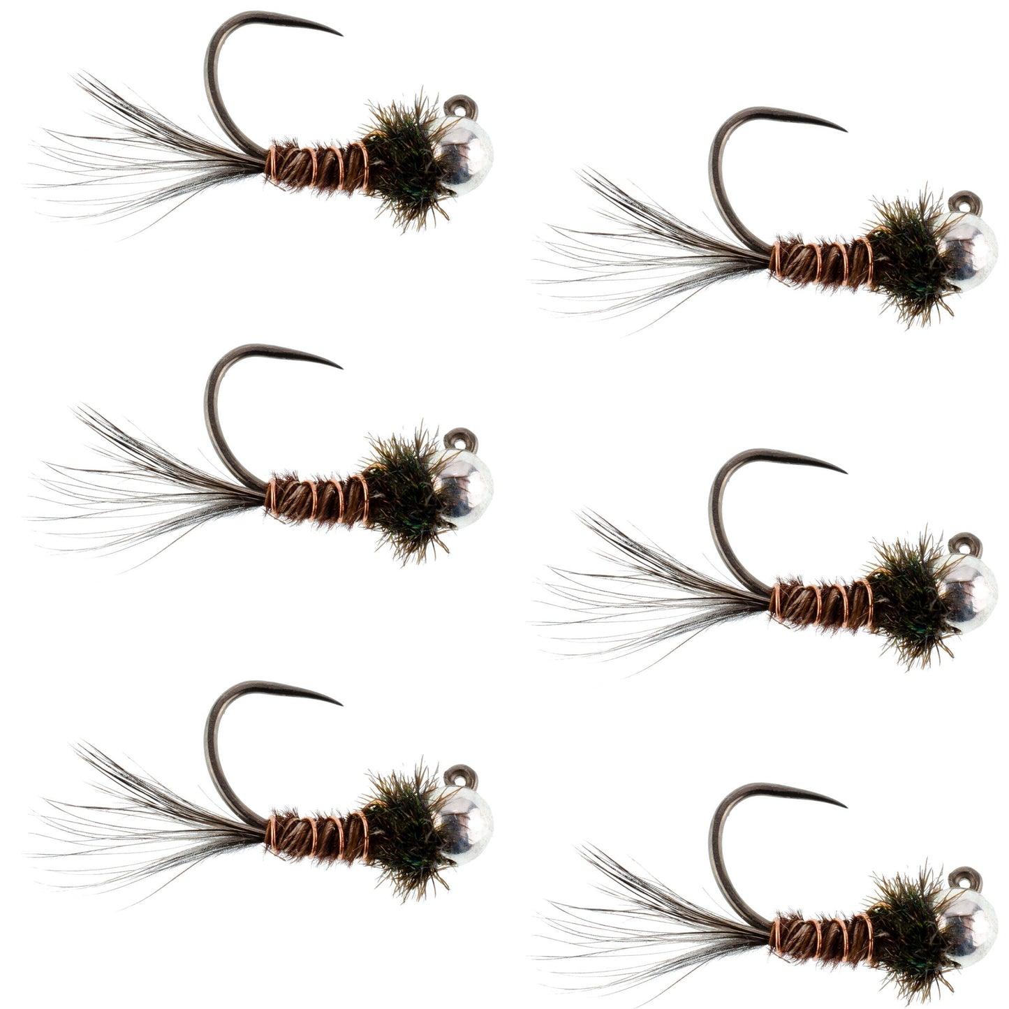 Tungsten Pheasant Tail Tactical Jig Euro Nymphing Fly - 6 Flies Size 16