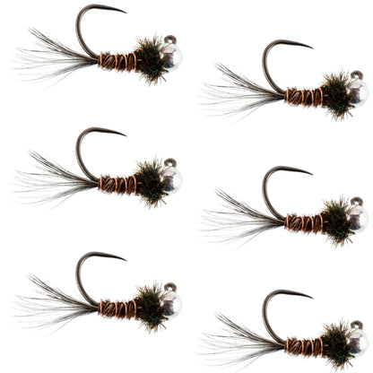 Tungsten Pheasant Tail Tactical Nymph Euro Jig - 6 Flies Size 14