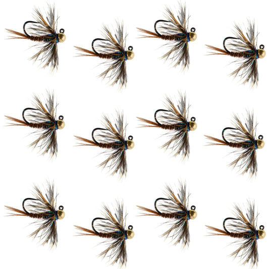Tungsten Soft Hackle Pheasant Tail Tactical Euro Jig - 12 Flies Size 16