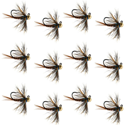 Tungsten Soft Hackle Pheasant Tail Tactical Euro Jig - 12 Flies Size 14