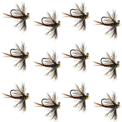 Tungsten Soft Hackle Pheasant Tail Tactical Euro Jig - 12 Flies Size 12