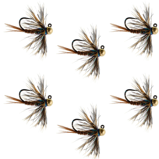 Tungsten Soft Hackle Pheasant Tail Tactical Nymph Euro Jig - 6 Flies Size 12