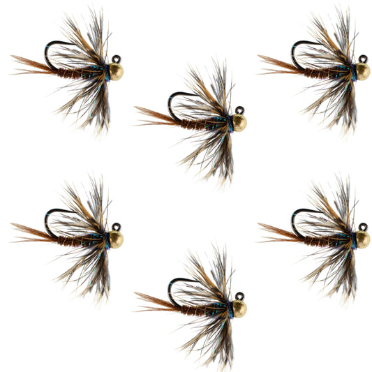 Tungsten Soft Hackle Pheasant Tail Tactical Nymph Euro Jig - 6 Flies Size 16